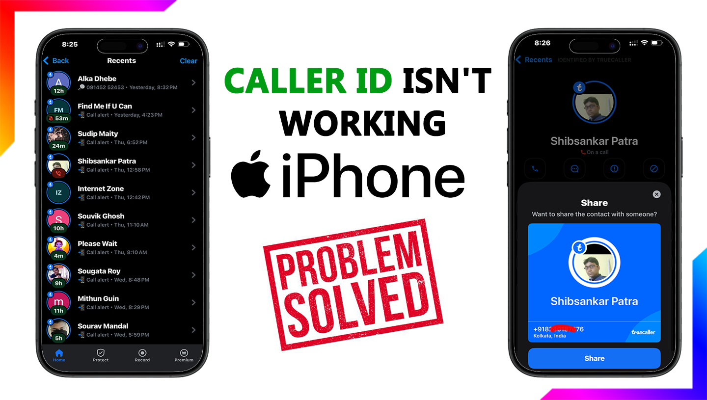 caller id showing problem in iphone